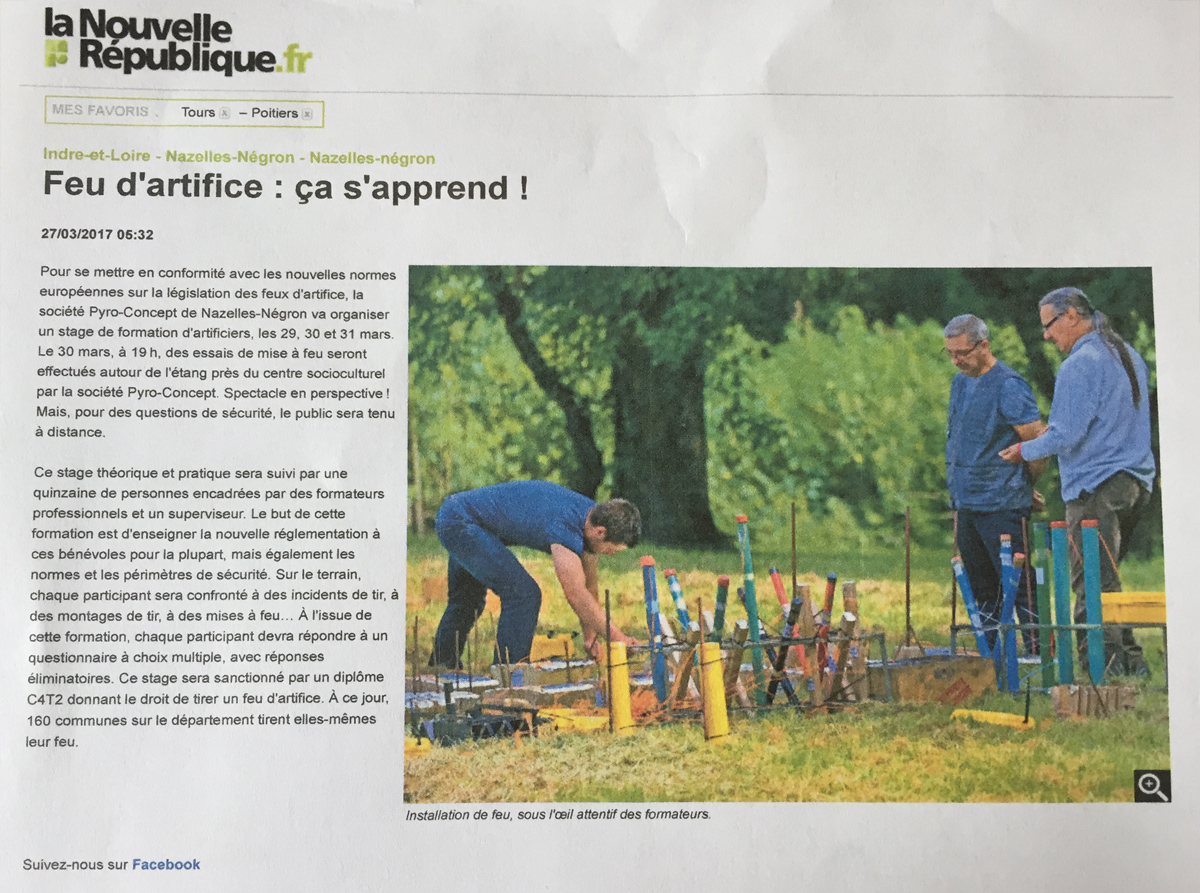 Article NR : Pyro Concept, centre de formation pour artificiers